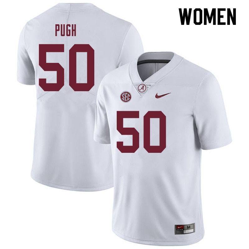 Women #50 Gabe Pugh Alabama Crimson Tide College Football Jerseys Sale-White